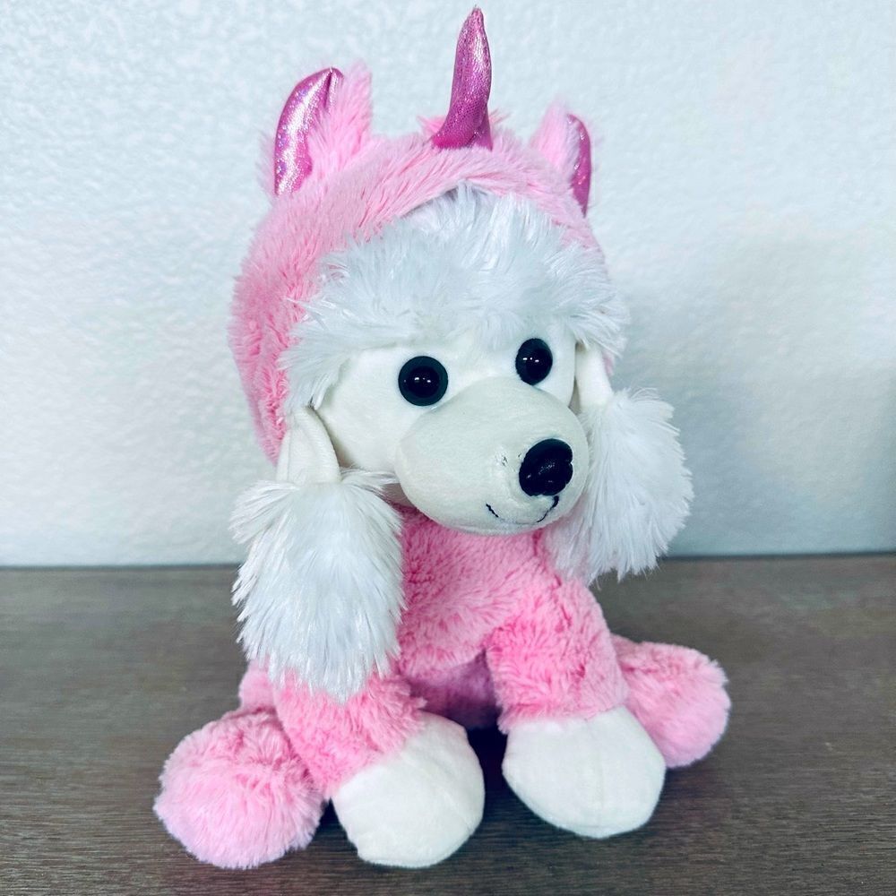 Plush Poodle Dog Pink Unicorn Costume Stuffed Animal